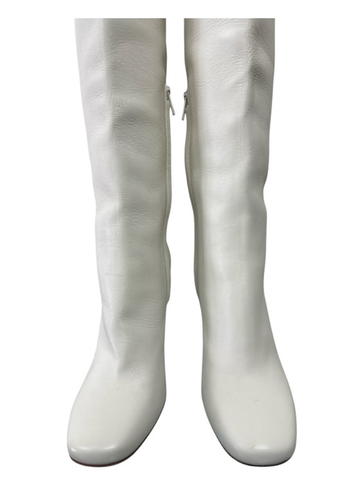 Bottega di Sguardi Shoe Size 41 Cream Pebbled Leather Knee High Block Heel Boots Cream / 41