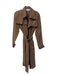 Moth Size XS Brown Cupro Blend Wrap Long Sleeve Collared Below knee Dress Brown / XS