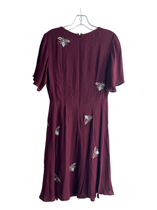 Moulinette Soeurs Size 2 Red Missing Fabric Tag Beaded Detail Back Zip Dress Red / 2