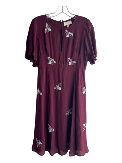 Moulinette Soeurs Size 2 Red Missing Fabric Tag Beaded Detail Back Zip Dress Red / 2