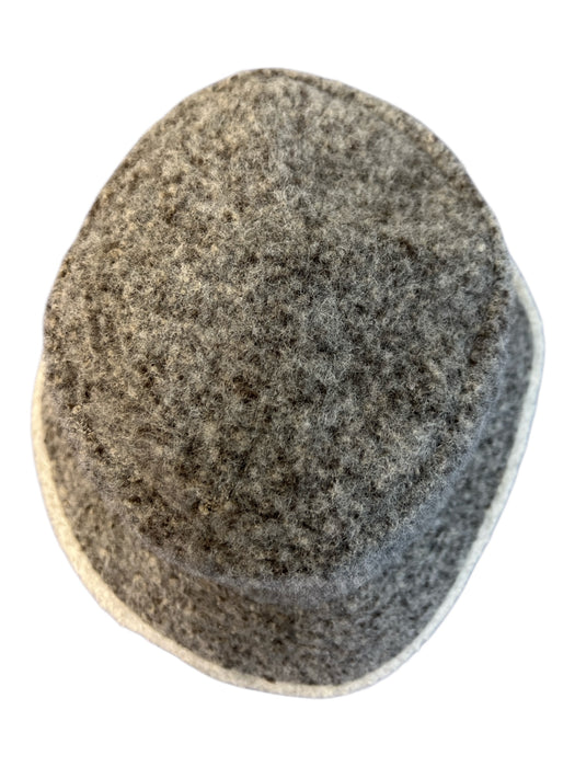 Chapeaux Motsch Pour Hermes Grey Alpaca Felted Bucket Hat Color Block Hat Grey / 57
