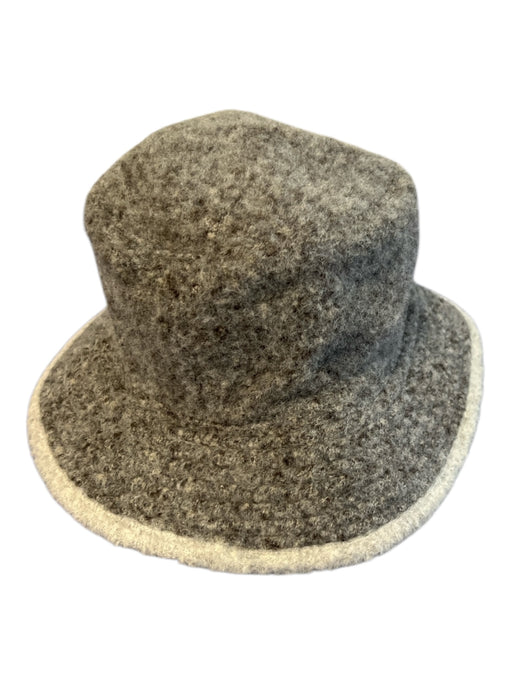 Chapeaux Motsch Pour Hermes Grey Alpaca Felted Bucket Hat Color Block Hat Grey / 57