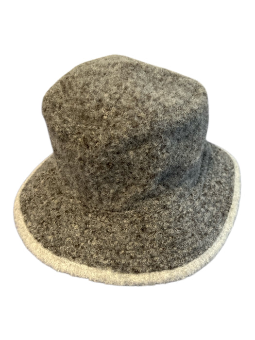 Chapeaux Motsch Pour Hermes Grey Alpaca Felted Bucket Hat Color Block Hat Grey / 57