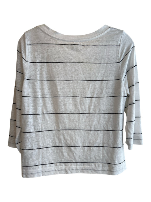 Eileen Fisher Size XS White & Black Linen Wide Round Neck 3/4 Sleeve Top White & Black / XS
