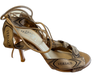 Gianni Versace Shoe Size 38.5 Beige Wrap ankle Almond Open Toe Stiletto Shoes Beige / 38.5