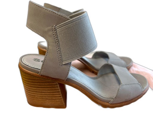 Sorel Shoe Size 8 Gray Leather open toe Ankle Strap Toe Strap Block heel Shoes Gray / 8