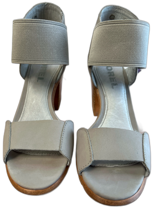 Sorel Shoe Size 8 Gray Leather open toe Ankle Strap Toe Strap Block heel Shoes Gray / 8