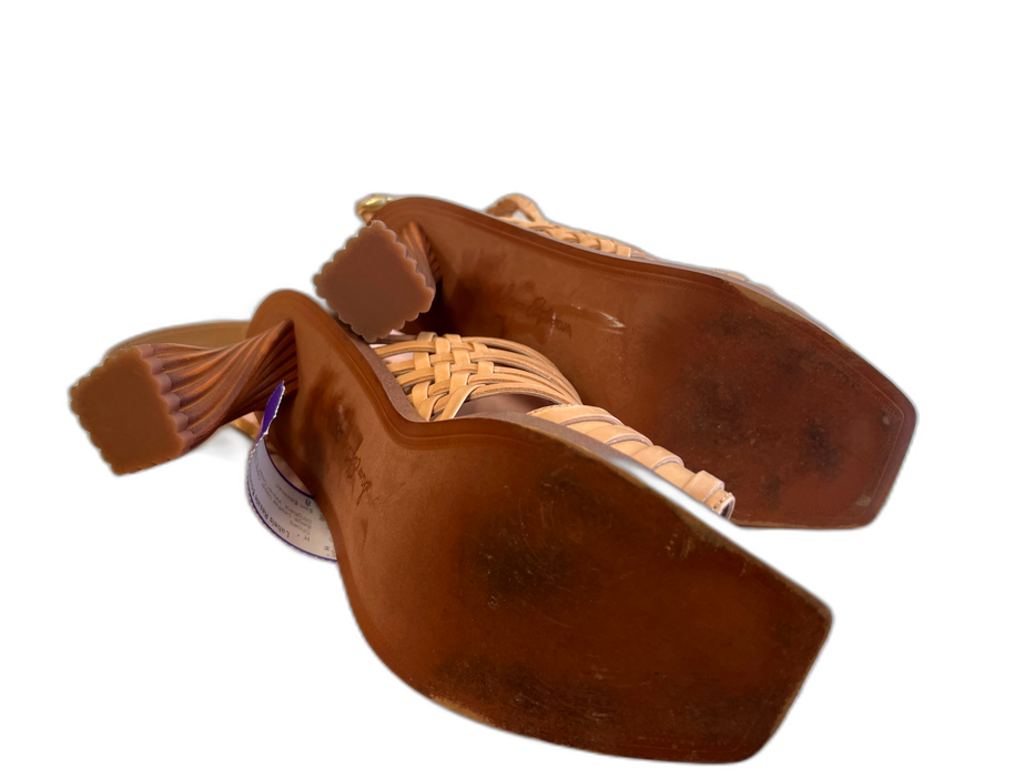 Sam Edelman Shoe Size 8 Beige Leather Upper Open Square Toe Slingback Shoes Beige / 8
