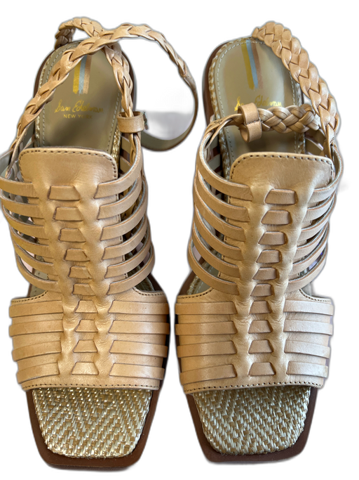 Sam Edelman Shoe Size 8 Beige Leather Upper Open Square Toe Slingback Shoes Beige / 8