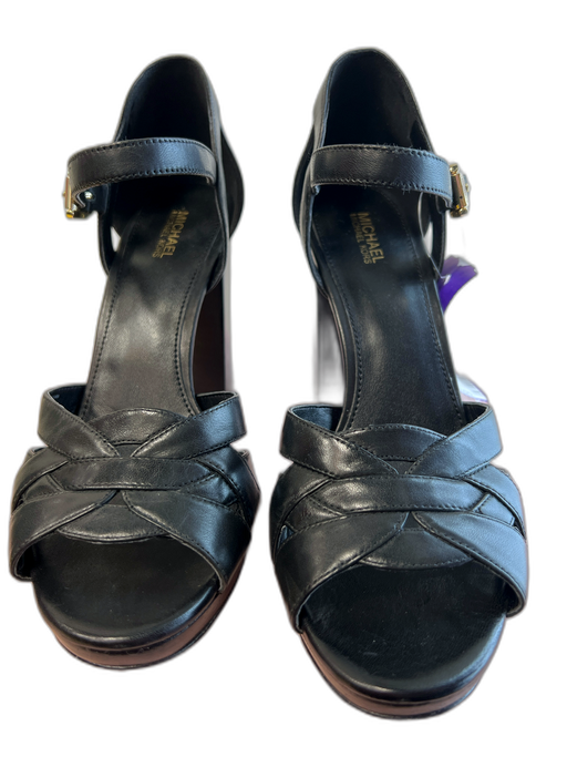 Michael Michael Kors Shoe Size 8 Black Leather open toe Criss Cross Strap Shoes Black / 8