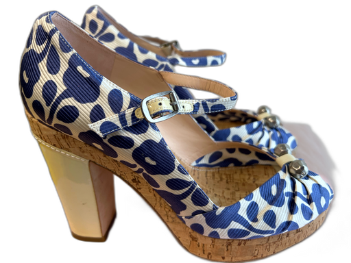 Marc By Marc Jacobs Shoe Size 38 Blue & Cream Manmade Material open toe Shoes Blue & Cream / 38