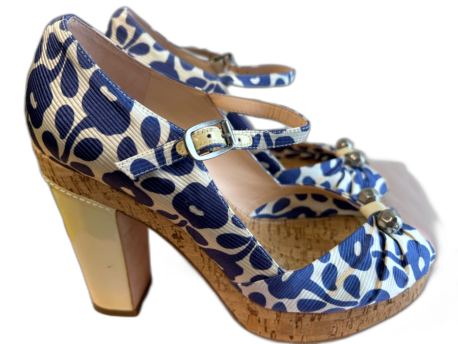Marc By Marc Jacobs Shoe Size 38 Blue & Cream Manmade Material open toe Shoes Blue & Cream / 38
