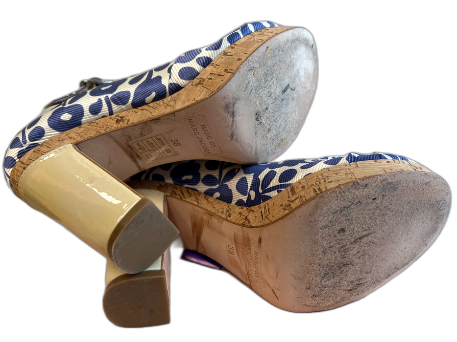 Marc By Marc Jacobs Shoe Size 38 Blue & Cream Manmade Material open toe Shoes Blue & Cream / 38