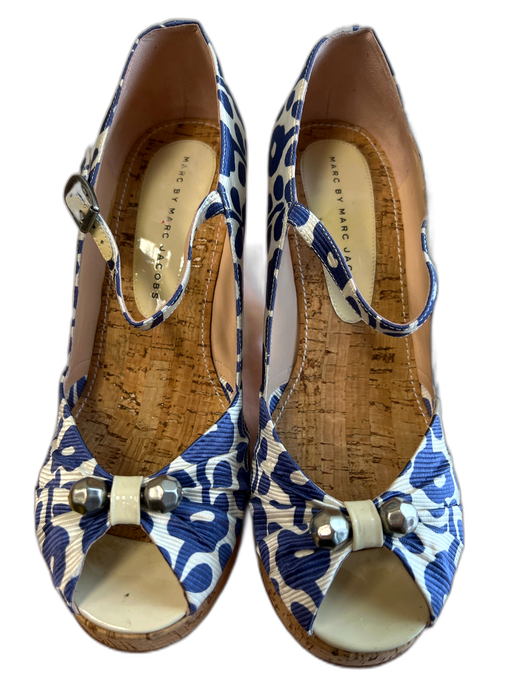 Marc By Marc Jacobs Shoe Size 38 Blue & Cream Manmade Material open toe Shoes Blue & Cream / 38