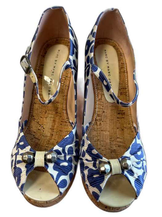 Marc By Marc Jacobs Shoe Size 38 Blue & Cream Manmade Material open toe Shoes Blue & Cream / 38