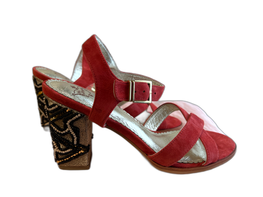 Miss Albright Shoe Size 8 Red Suede open toe Crisscross toe strap Shoes Red / 8