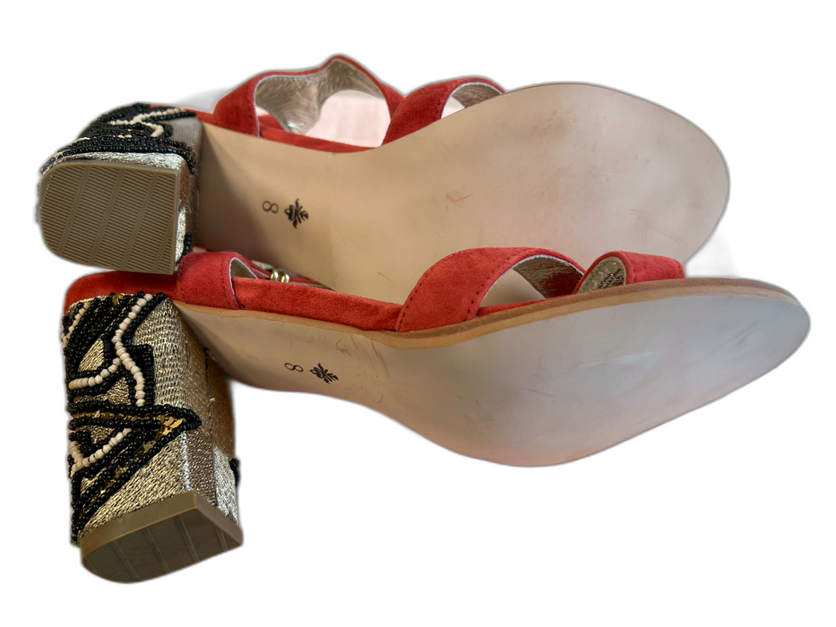 Miss Albright Shoe Size 8 Red Suede open toe Crisscross toe strap Shoes Red / 8