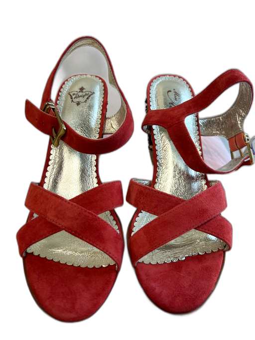Miss Albright Shoe Size 8 Red Suede open toe Crisscross toe strap Shoes Red / 8