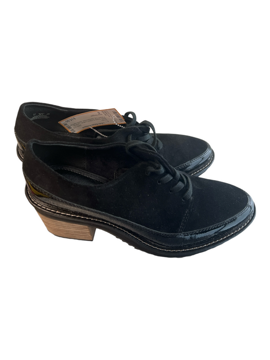 Kelsi Dagger Shoe Size 8 Black Suede & Patent Leather Lace Up Pointed Toe Shoes Black / 8