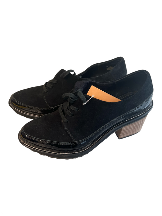 Kelsi Dagger Shoe Size 8 Black Suede & Patent Leather Lace Up Pointed Toe Shoes Black / 8