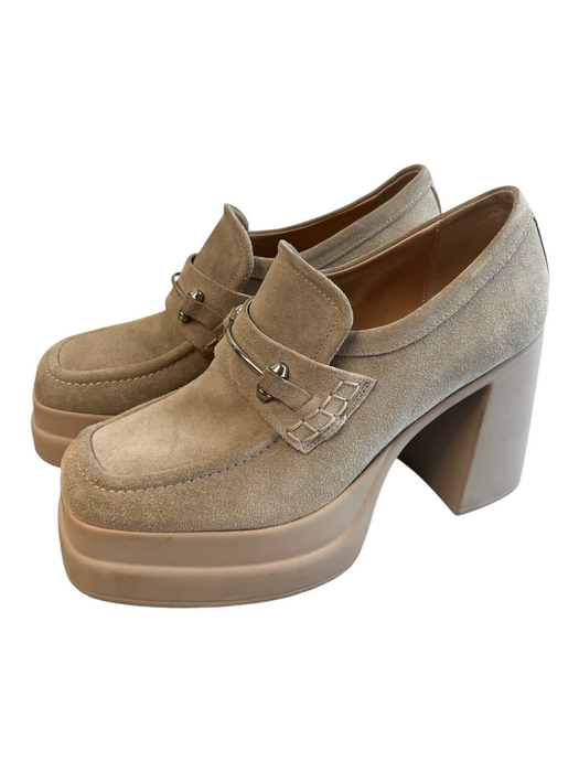 Free People Shoe Size 38 Beige Suede Square Toe Silver Hardware Platform Shoes Beige / 38