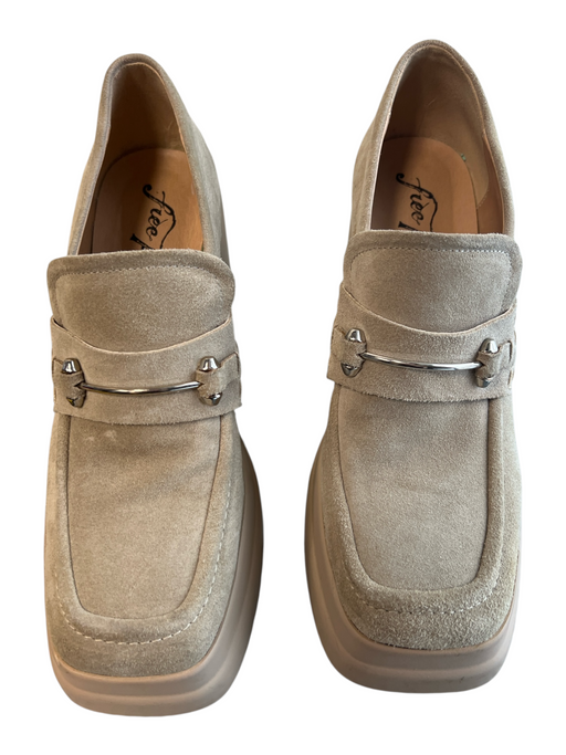 Free People Shoe Size 38 Beige Suede Square Toe Silver Hardware Platform Shoes Beige / 38