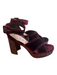 Miu Miu Shoe Size 38 Burgandy Velvet Platform Glitter Open Toe & Heel Shoes Burgandy / 38