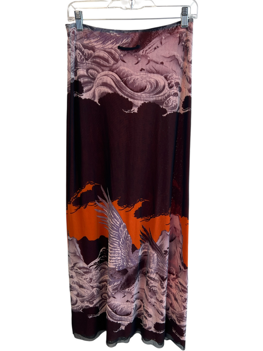 Jean Paul Gaultier Size Large Brown, Orange & Multi Polyamide Bird Motif Skirt Brown, Orange & Multi / Large