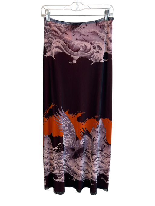 Jean Paul Gaultier Size Large Brown, Orange & Multi Polyamide Bird Motif Skirt Brown, Orange & Multi / Large