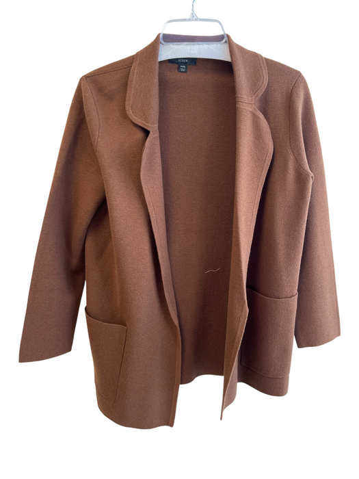 J Crew Size XXS Brown Polyester Blend Front Pockets Open Front Cardigan Brown / XXS