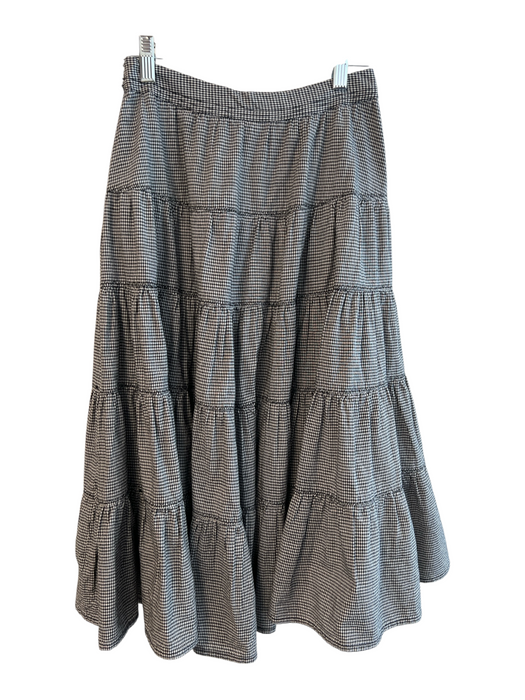 Free People Size XS Black & White Cotton Pockets Checked Tiered Below knee Skirt Black & White / XS