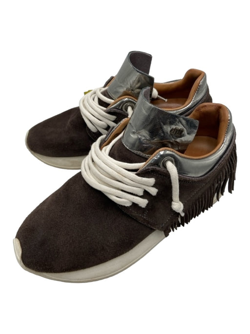 Esse Ut Esse Shoe Size 36 Brown & Silver Leather Suede lace up Fringe Sneakers Brown & Silver / 36