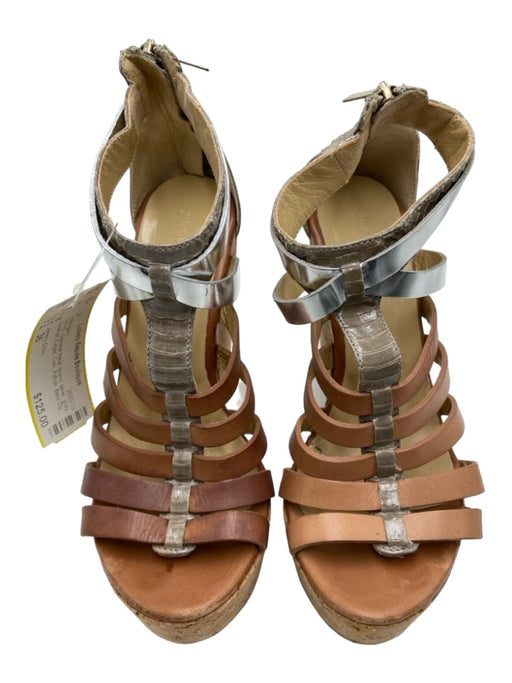 Jimmy Choo Shoe Size 36 brown, silver, gray Leather Caged Cork Python Wedges brown, silver, gray / 36