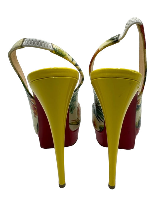 Christian Louboutin Shoe Size 35.5 Red, Yellow, Multi Leather Floral Pumps Red, Yellow, Multi / 35.5