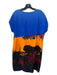 Diane Von Furstenberg Size P Blue Orange Black Silk Blend Abstract Dress Blue Orange Black / P