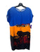 Diane Von Furstenberg Size P Blue Orange Black Silk Blend Abstract Dress Blue Orange Black / P