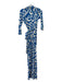 Diane Von Furstenberg Size 4 Blue & White Silk Abstract Floral Wrap Midi Dress Blue & White / 4