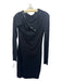 Diane Von Furstenberg Size S Black Cotton Blend Fold Over Collar Snap Neck Dress Black / S