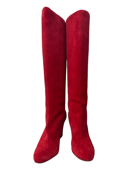 Christian Louboutin Shoe Size 38.5 Red Suede round toe Knee High Boots Red / 38.5