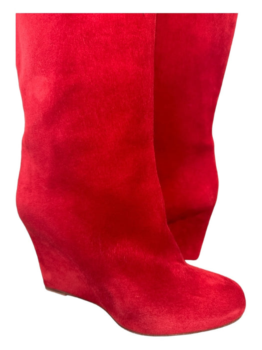 Christian Louboutin Shoe Size 38.5 Red Suede round toe Knee High Boots Red / 38.5