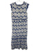 Ro's Garden Size M Blue & White Cotton Sleeveless Floral Print V Neck Midi Dress Blue & White / M