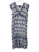 Ro's Garden Size M Blue & White Cotton Sleeveless Floral Print V Neck Midi Dress Blue & White / M