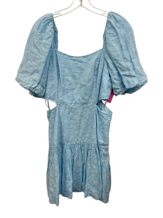 Lilly Pulitzer Size 6 Light blue & white Linen Short Puff Sleeve Cut Outs Dress Light blue & white / 6