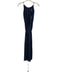 Ramy Brook Size M Navy Blue Polyester Satin Halter Top Gathered Midi Dress Navy Blue / M