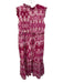 Ro's Garden Size M Pink & White Cotton Sleeveless Floral Print V Neck Midi Dress Pink & White / M