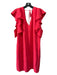 Trina Trina Turk Size XL Coral Pink Polyester Ruffle Shoulder Double V Dress Coral Pink / XL