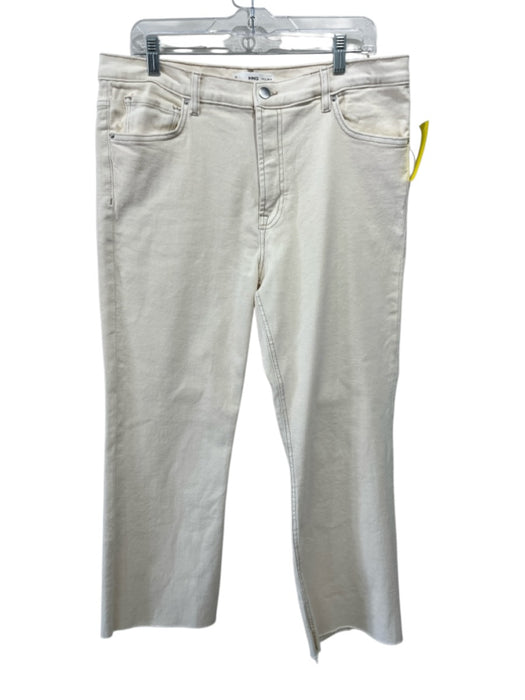Mango Size 14 Cream White Missing Fabric Tag Denim Raw Hem Slight Flare Jeans Cream White / 14