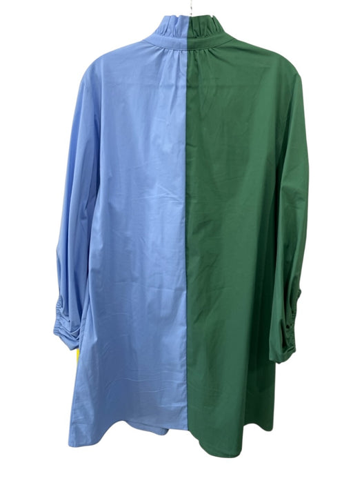 CROSBY by Mollie Burch Size L Green & Blue Cotton Blend Color Block Dress Green & Blue / L