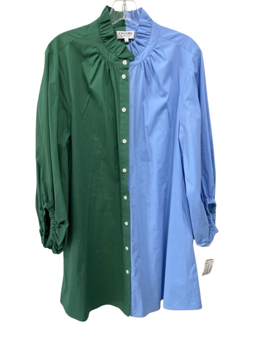 CROSBY by Mollie Burch Size L Green & Blue Cotton Blend Color Block Dress Green & Blue / L