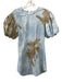 Shug! Size XS Blue & Brown Cotton Tie Dye Short Puff Sleeve Back Zip Dress Blue & Brown / XS